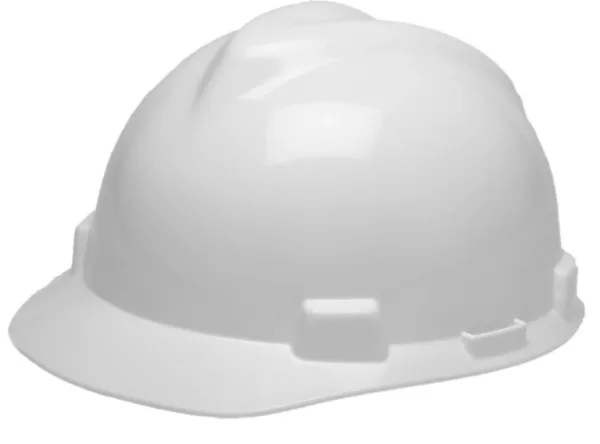 MSA 10167025 WHITE - V GUARD SAFETY HELMET W/FAST TRAC III SUSPENSION 9100001 CHIN STRAP SS98