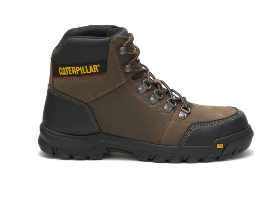 CATERPILLAR OUTLINE ASTM F2413-18 EH SR P90802 DARK GULL GREY STEEL TOE LEATHER WORK BOOTS - Image 3