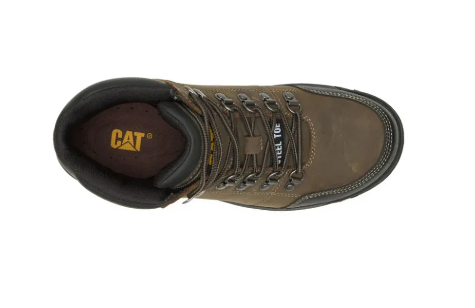 CATERPILLAR OUTLINE ASTM F2413-18 EH SR P90802 DARK GULL GREY STEEL TOE LEATHER WORK BOOTS - Image 4
