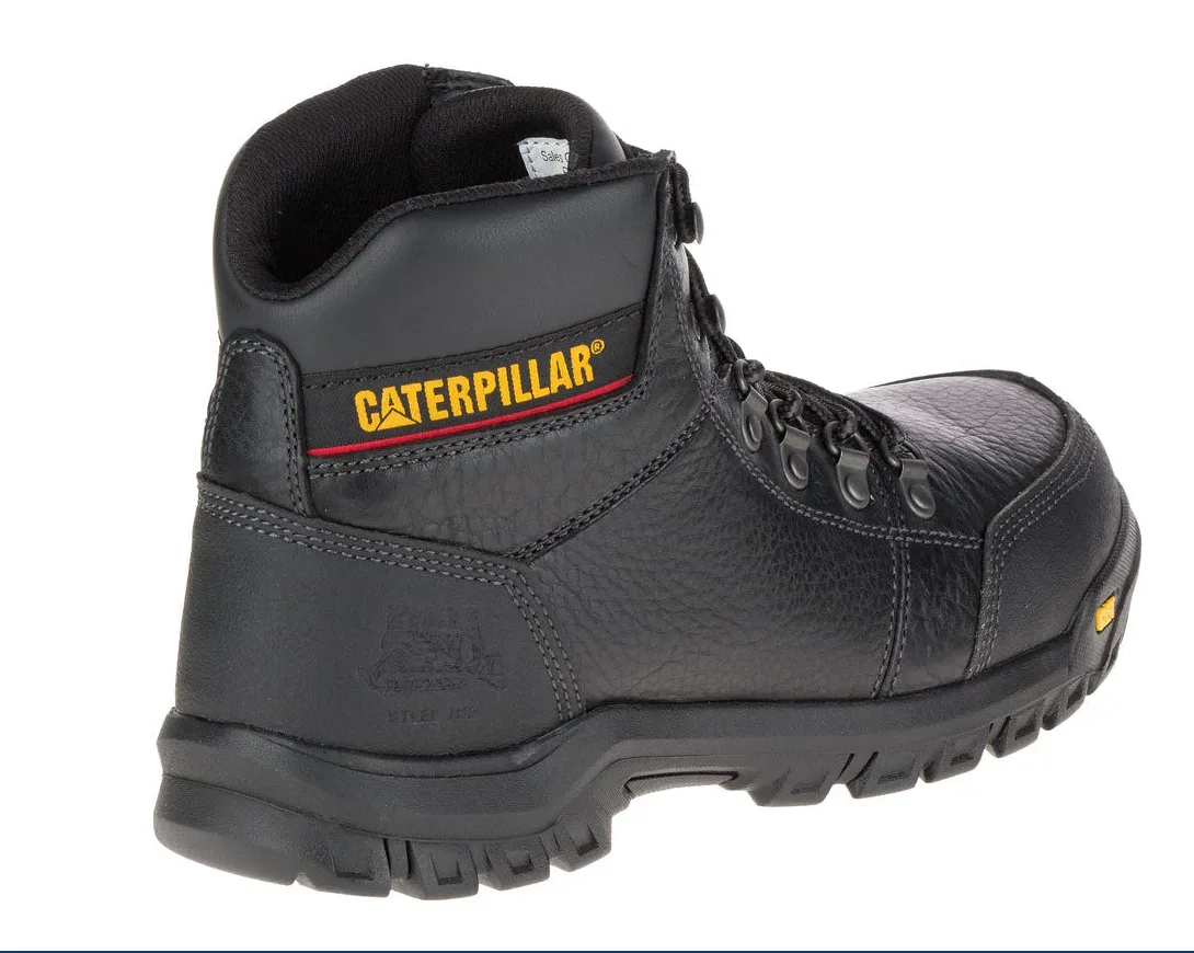 CATERPILLAR OUTLINE ASTM F2413-18 EH SR P90800 BLACK STEEL TOE LEATHER WORK BOOTS - Image 5