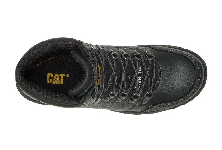 CATERPILLAR OUTLINE ASTM F2413-18 EH SR P90800 BLACK STEEL TOE LEATHER WORK BOOTS - Image 2
